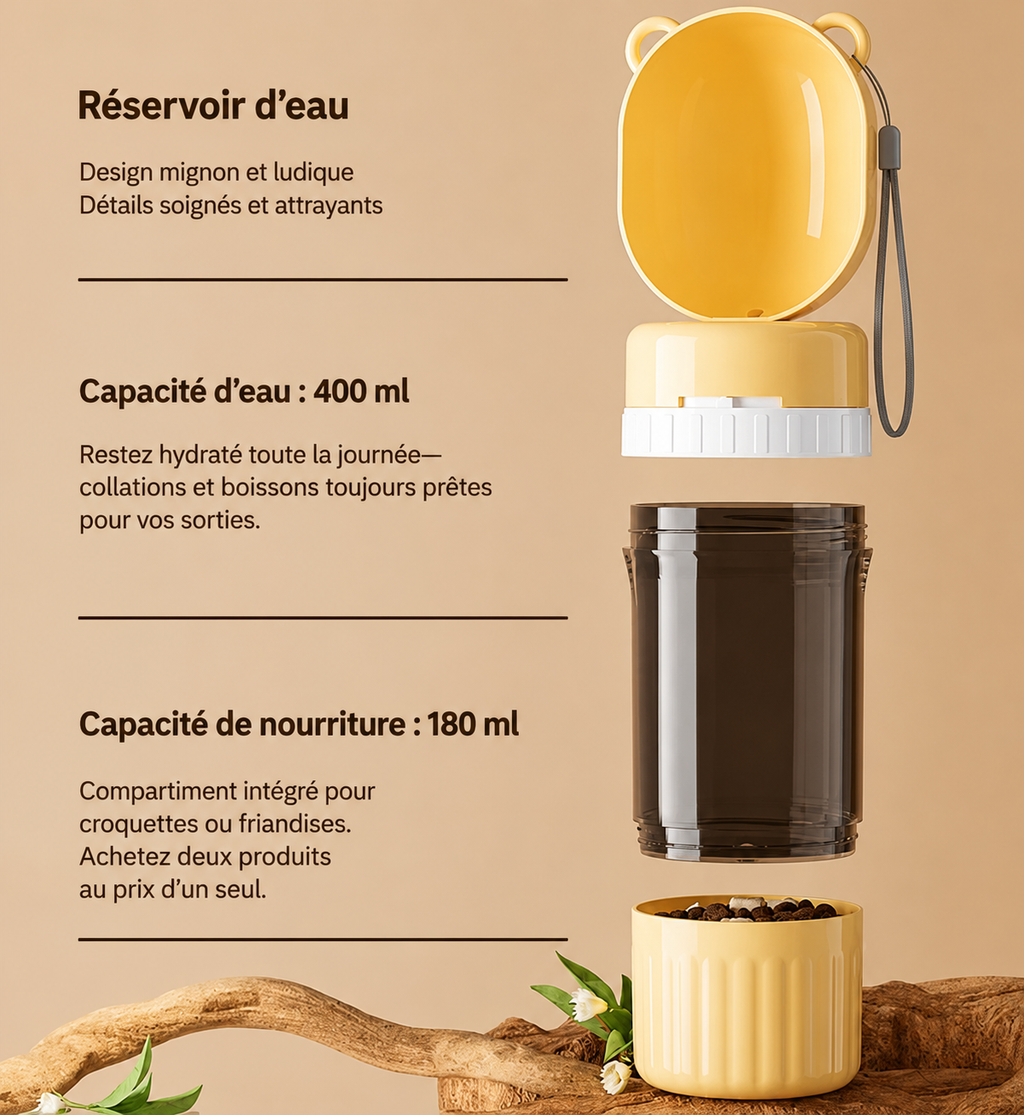 Gourde 2 en 1 pour chien et chat