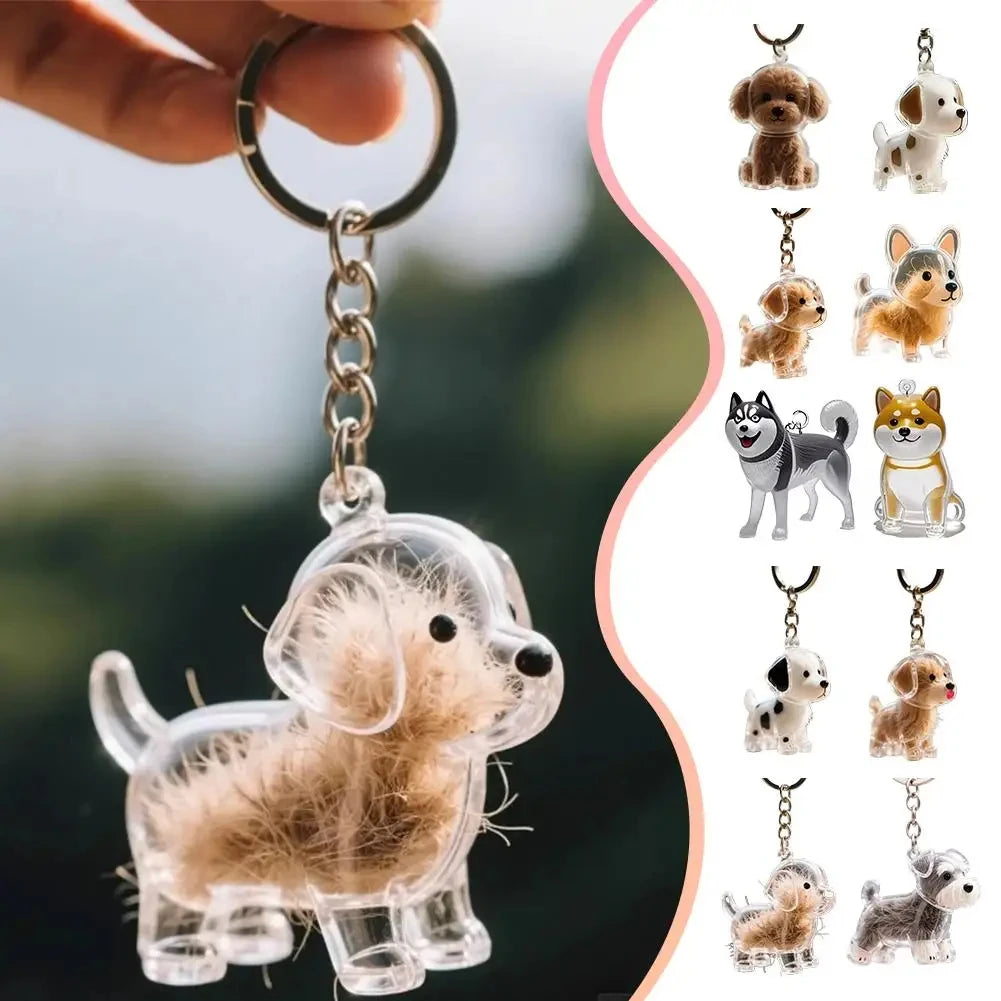 Porte-Clés Capsule Souvenir Poils d'Animal – Médaillon Mémorial Chien & Chat